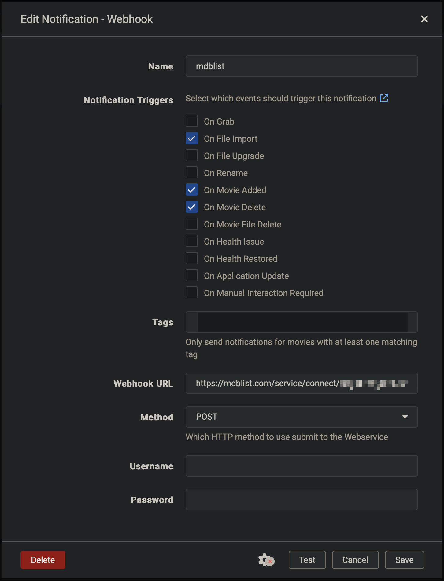 Radarr Webhook